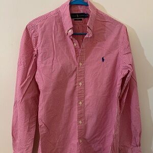 Men’s Ralph Lauren Pink Gingham Long Sleeve Button Down Shirt size small